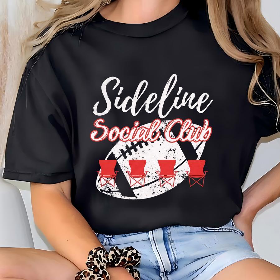 Sideline Social Club- Red Short Sve V-neck Tee T-shirt