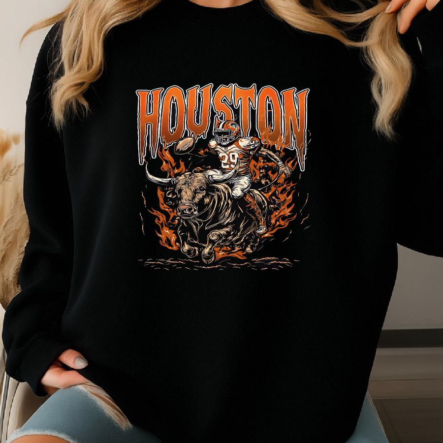 Houston Football Graphic Sweatshirt, Vintage Houston Football Shirt, Houston Shirt, Football Shirt, Houston Fans Gift Tee Sweatshirt