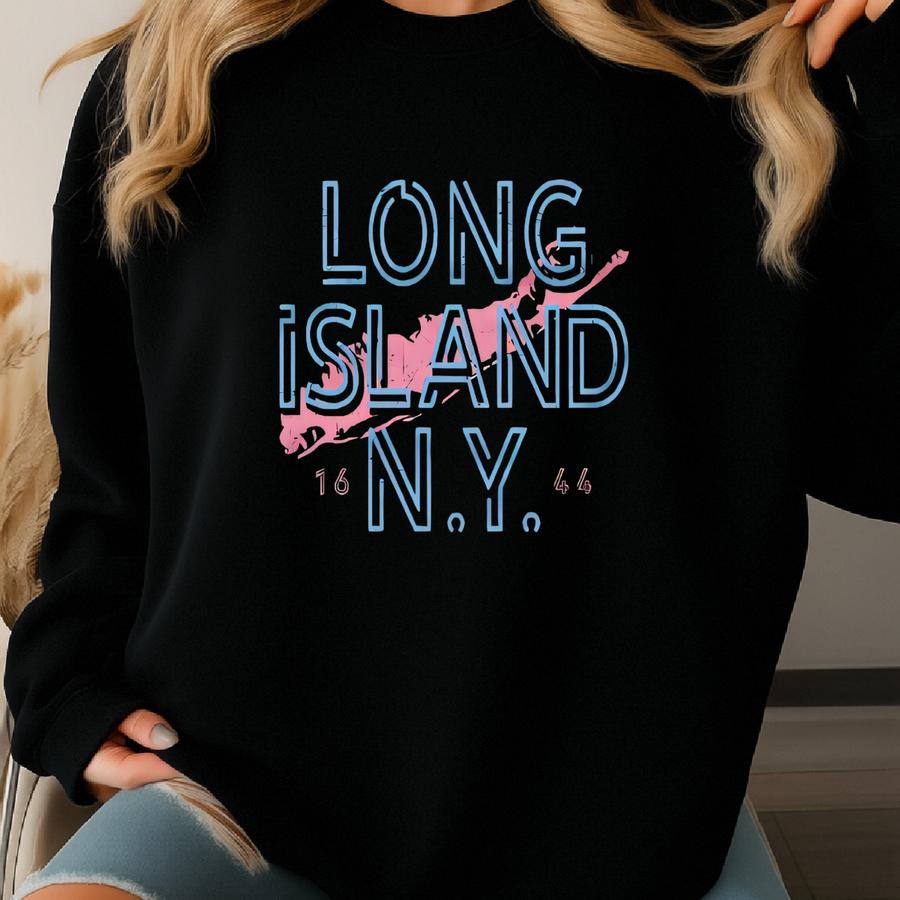 Long Island Men's Cotton T-shirt - New York Lifestyle Long Island New York Neon Wht Sweatshirt