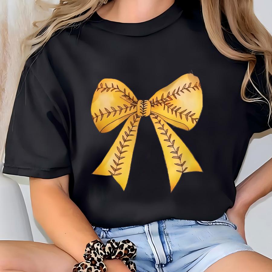 Softball Coquette Bow Hoodie, Gildan Crewneck, Fall Apparel, Gildan Hoodie, Cc Hoodie T-shirt