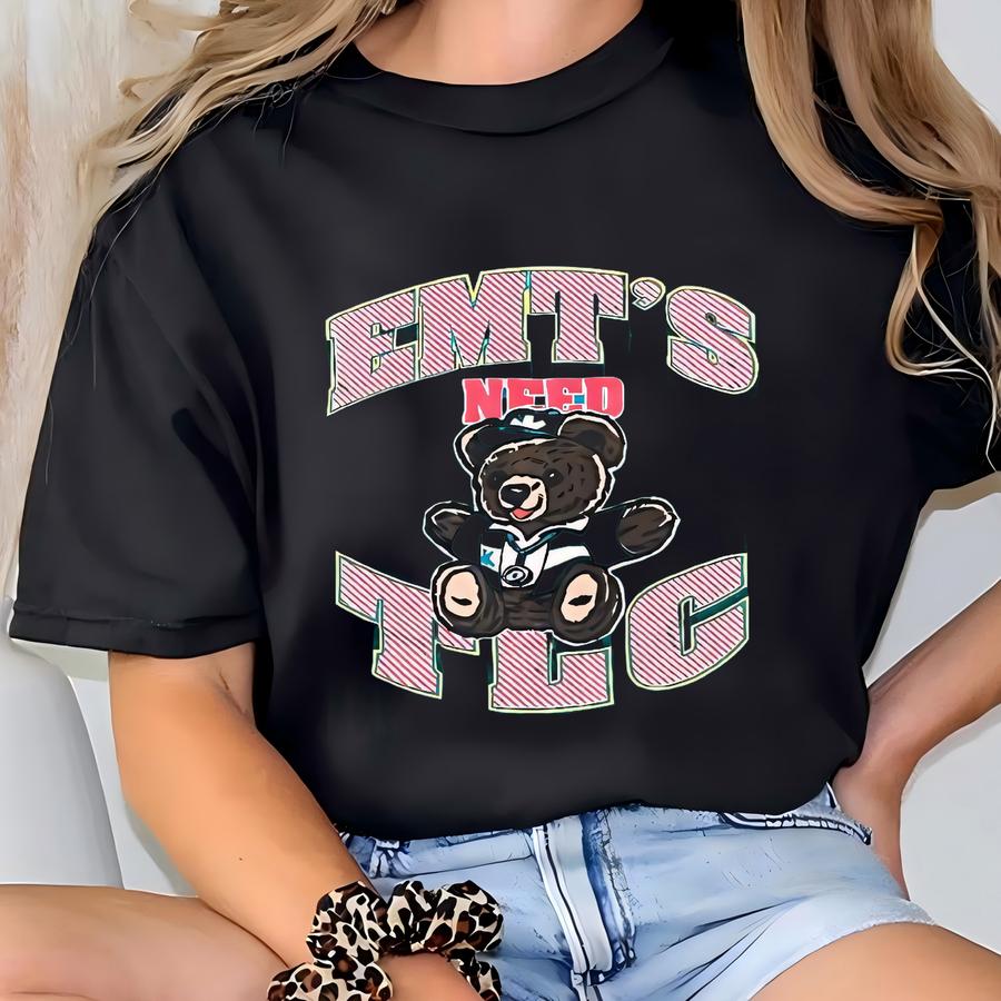 Vintage Swingsters Emt Need Tlc Teddy Bear Graphic Shirt Size Large T-shirt