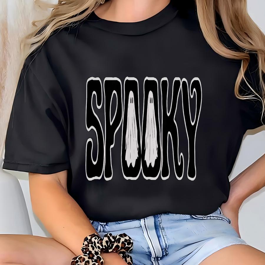 Spooky Ghost Crewneck Sweatshirt, Halloween Ghost Crewneck, Spooky Season Halloween Hoodie, Teachers Halloween Outfit, Cute Ghost Shirt T-shirt