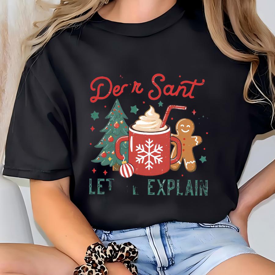 Dear Santa Let Me Explain Hoodie, Funny Christmas Shirt, Holiday Tee For Adults, Cute Xmas Shirt, Christmas Vacation Shirt, Santa Claus Tee T-shirt