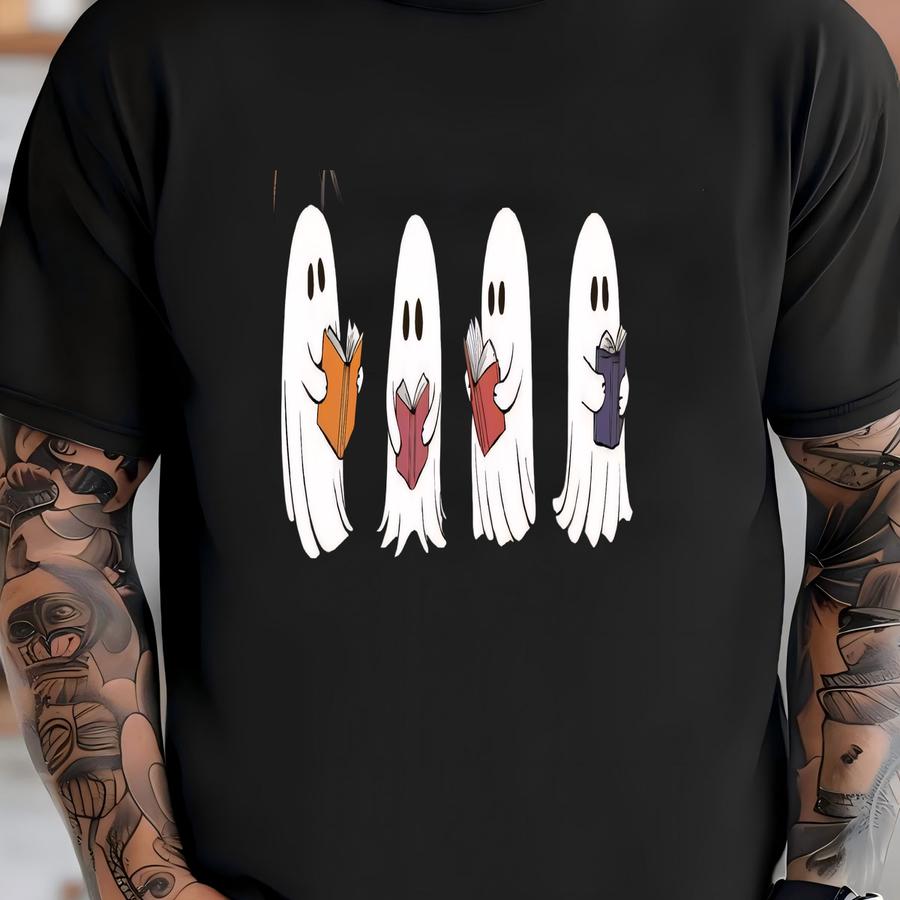 Ghosts Reading Books Sweatshirt, Books Lover Gift Sweatshirts, Halloween Ghost Teacher Bookworm Librarian Gift Hoodie,womens Halloween Shirt T-shirt