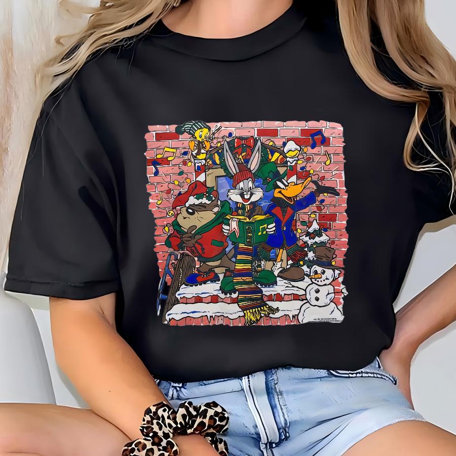 Vintage Looney Tunes North Pole Sweatshirt Looney Tunes Cartoon Pullover Sweater Looney Tunes Crewneck Jumper Looney Tunes Graphic Print T-shirt