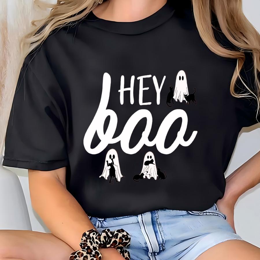 Halloween Hey Boo Tshirt, Hey Boo Sweatshirt, Hey Boo Shirt, Halloween Ghost Tee, Halloween Gift Shirt, Family Cute Halloween Gift Shirt T-shirt