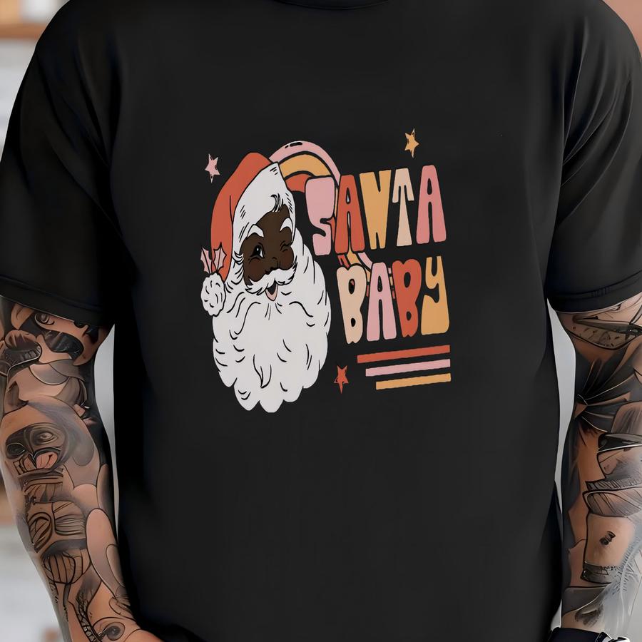 Retro Black Santa Tshirt Retro Santa Shirt Black Santa Shirts African American Santa Claus Christmas Hoodies Brown Santa Tee T-shirt
