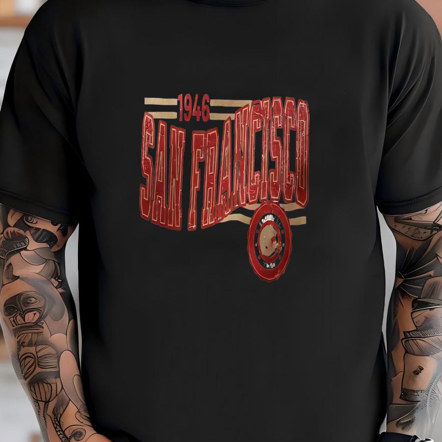 San Francisco Football Retro Crewneck Sweatshirt, 49er Retro Stripe Sve Sweatshirt, Sf Unisex Shirt, Game Day Shirt, Forty Niner Fan Gift T-shirt