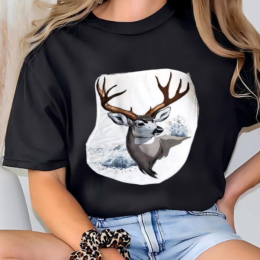 Vintage 90s Distressed Whitetail Deer Sweatshirt Deer Crewneck Deer Pullover Deer Jumper Deer Sweater Patch Logo Gray Color Men’s M T-shirt