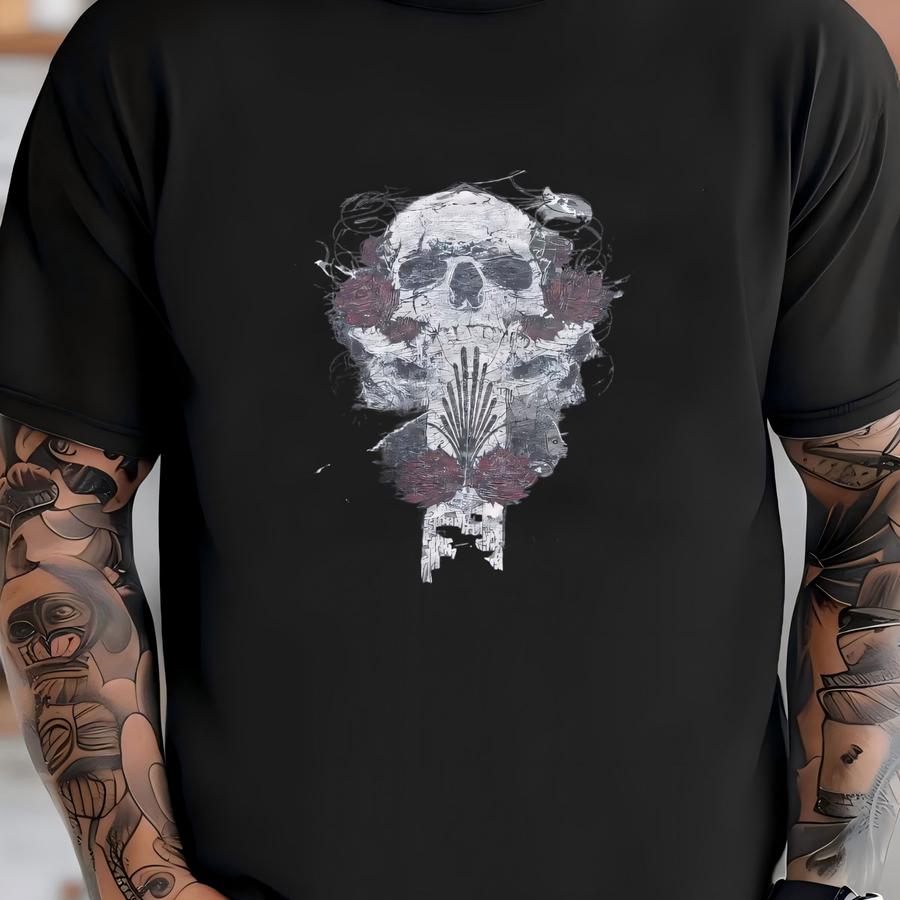 Vintage Y2k Affliction Grunge Style Old Navy Skull Shirt T-shirt