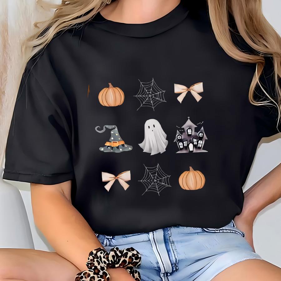 Coquette Halloween Sweatshirt, Cute Halloween Sweatshirts For Mom And Daughter, Gildan 18000 Halloween Sweatshirt With Coquette Design T-shirt