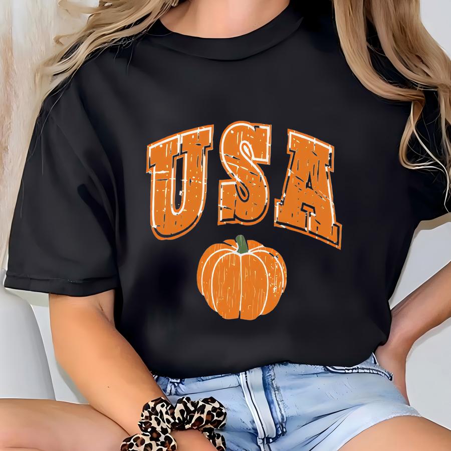 Usa Sweatshirt, Usa Fall Shirt, Pumpkin Sweatshirt, Fall Crewneck, Halloween Sweatshirt T-shirt