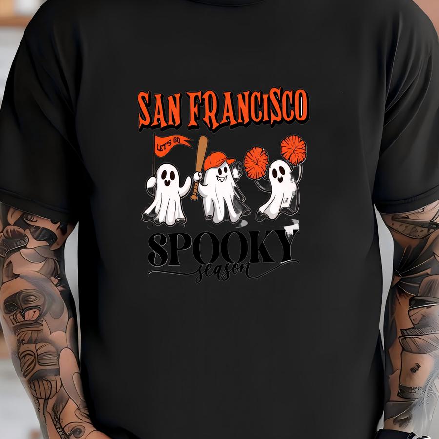 San Francisco Baseball Cute Spooky Season Ghost Vintage Sweatshirt, Lets Go San Francisco Baseball Team Retro Hoodie, Baseball Mom Shirt T-shirt