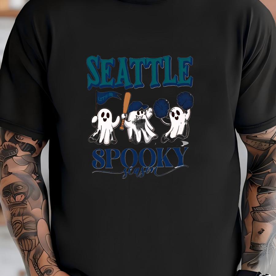Seattle Baseball Cute Spooky Season Ghost Funny Vintage Sweatshirt, Lets Go Seattle Baseball Team Retro Hoodie, Baseball Mom Shirt T-shirt