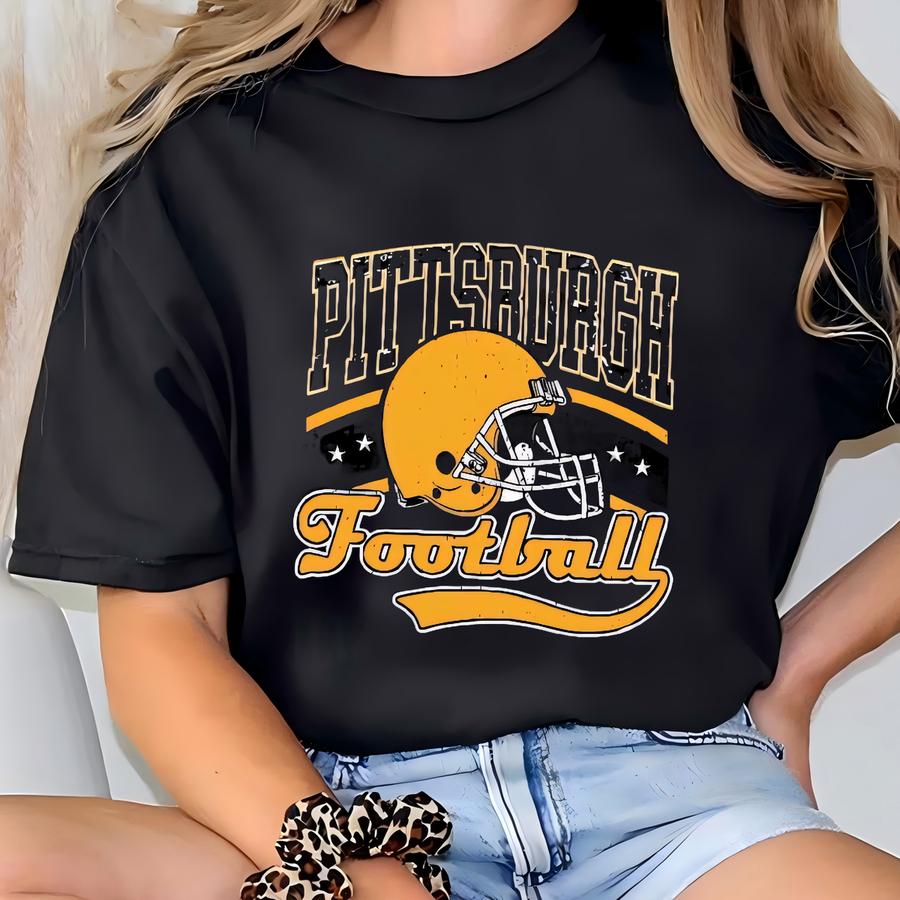 Distressed Pittsburgh Football Sweatshirt - Crewneck T-shirt