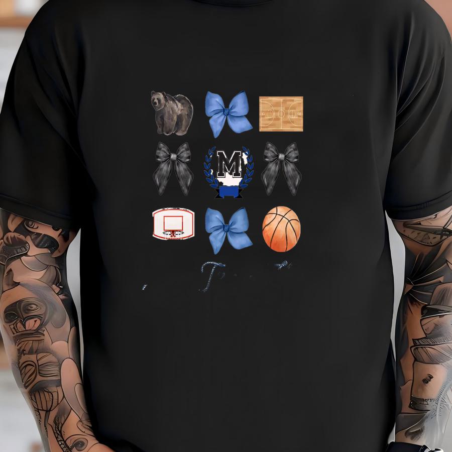 Custom Bow Basketball Shirt, Bow Mascot Shirt, School Spirit, Custom Mascot Shirt, Basketball Shirt, Basketball Team, Basketball Bow T-shirt
