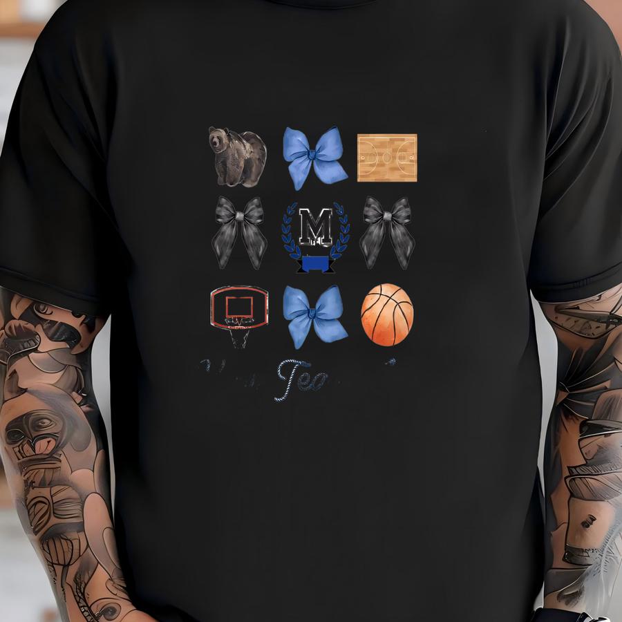 Custom Bow Basketball Sweatshirt, Bow Mascot Sweatshirt, Custom Mascot Sweatshirt, Basketball Sweatshirt, Basketball Team, Basketball Bow T-shirt