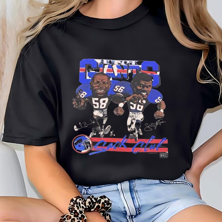 Vintage New York Giants Sack Club T Shirt Tee Made Usa Size Xtra Large Xl Carl Banks Lawrence Taylor Football Ny Big Blue Eli 1990s 90s T-shirt