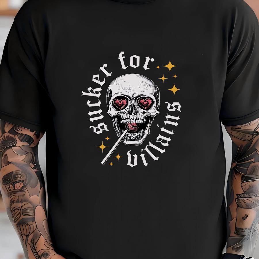 Sucker For Villains Shirt | Dark Romance Crewneck, Spooky Season Shirt, Bookish Shirt Vintage Bookish Gift For Book Lover Reader T-shirt