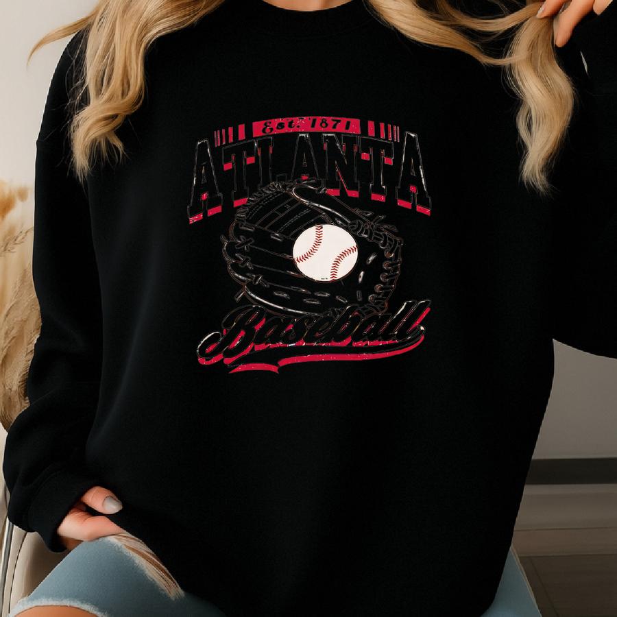 Atlanta Baseball Sweatshirt, Retro Atlanta Baseball 90s Style Shirt, Atlanta Game Day Tee, Throwback Atlanta Shirt, Baseball Mom Tee Sweatshirt