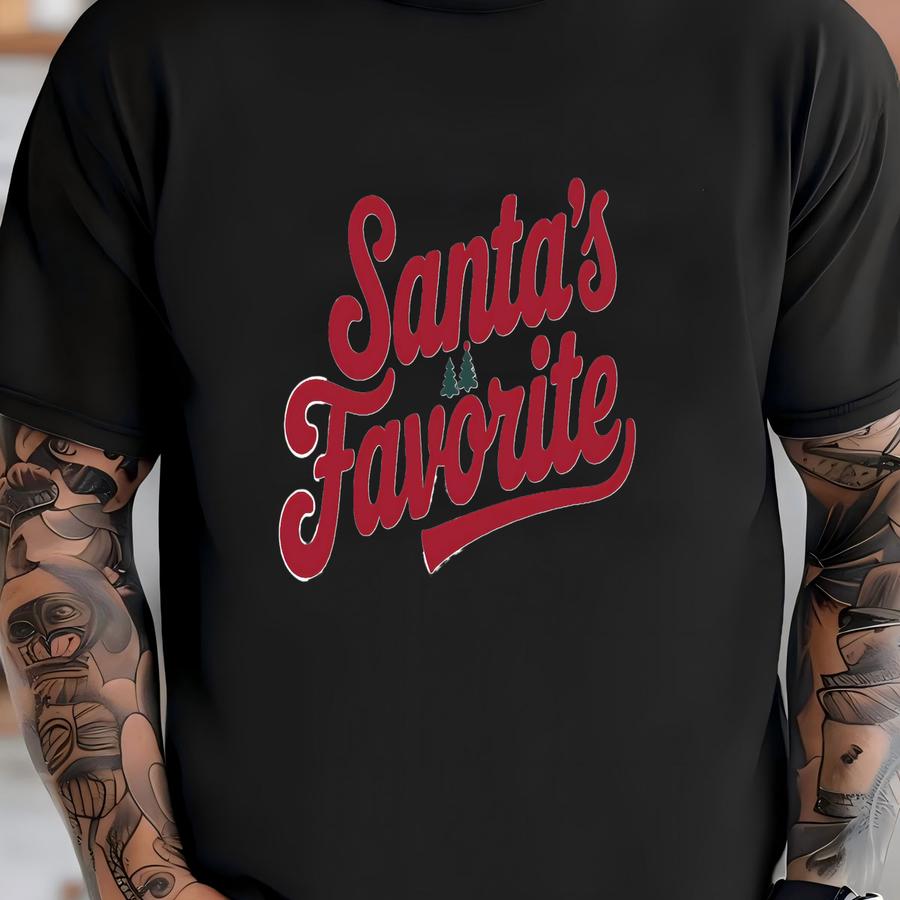 Santa's Favorite Sweater, Christmas Crewneck, Cute Christmas Shirt, Funny Xmas Sweatshirt, Holiday Gift, Naughty But Nice, Retro Xmas Tee T-shirt