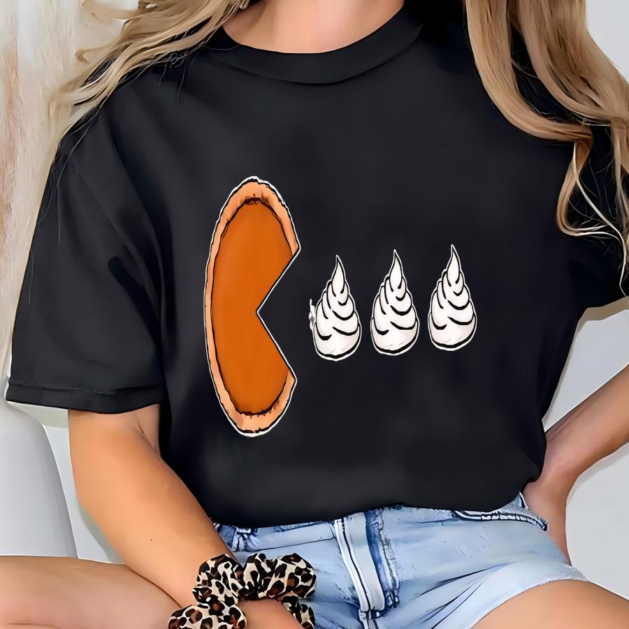 Pumpkin Pie Pac Man Funny Thanksgiving Shirt, Thanksgiving Humor Tee, Pumpkin Season Pac Man Shirt Pumpkin Patch Day Gift, Pumpkin Spice Tee T-shirt