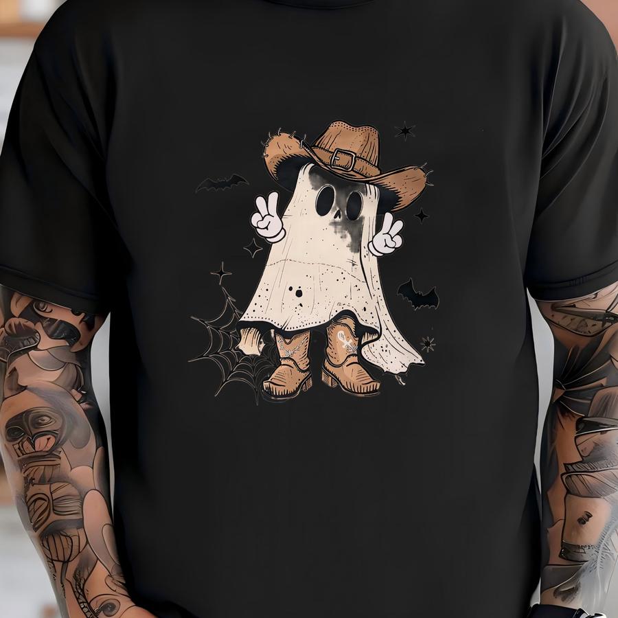 Cowboy Ghost Shirt: Unisex Halloween Tee T-shirt