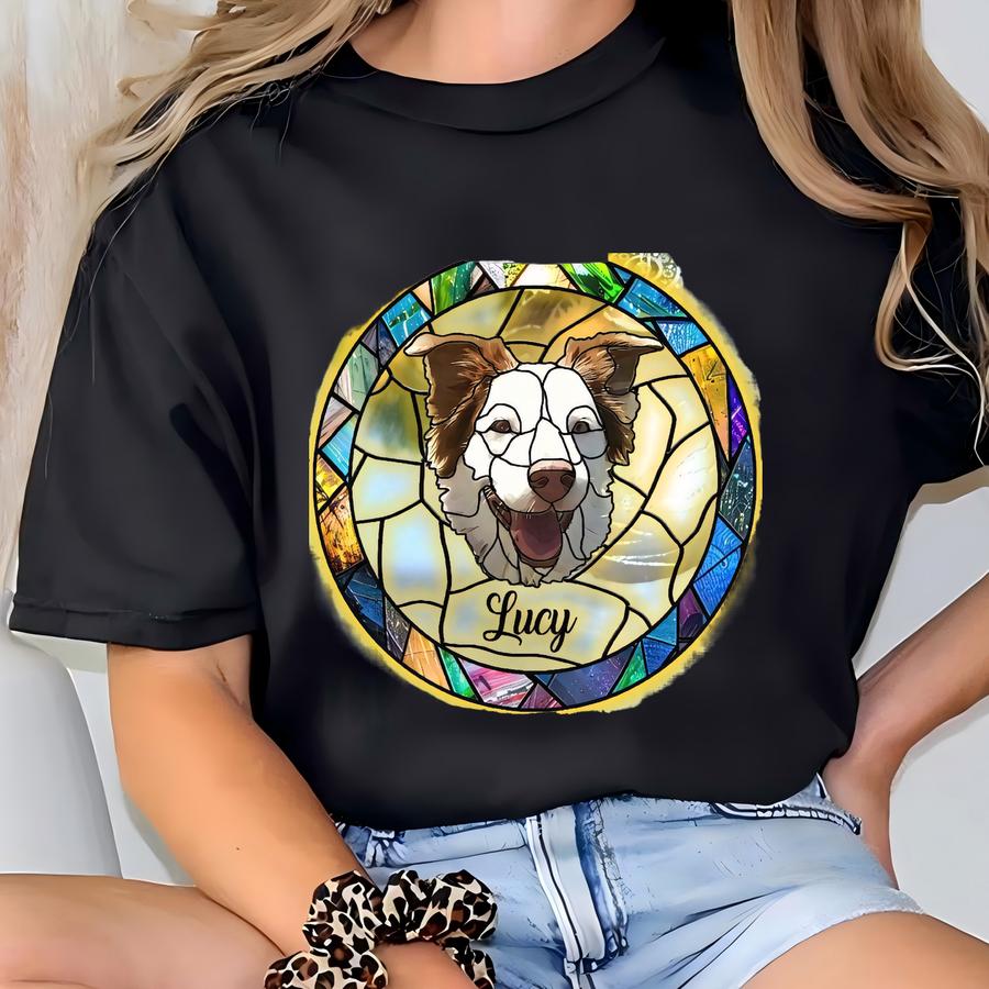 Custom Pet Photo Ornament With Led| Pet Portrait Ornament| Dog Memorial| Custom Dog Portrait From Photo, Sympathy Gifts| New Dog Ornament T-shirt