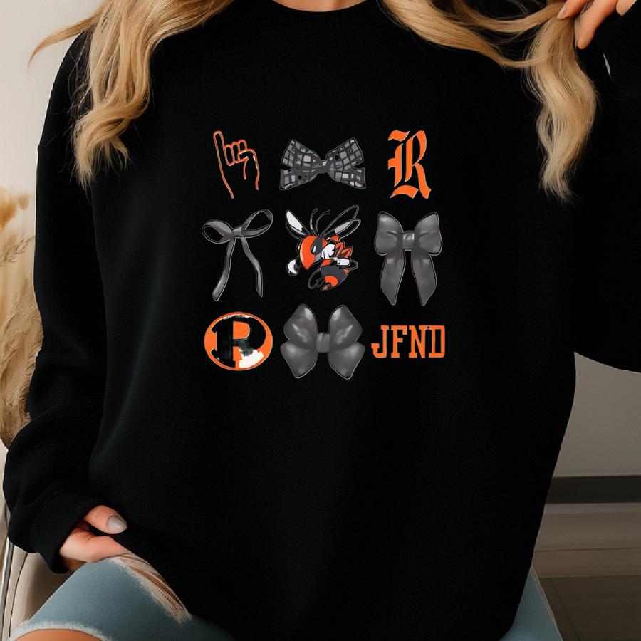 Youth Rockwall Faves Black Bows Grid Crewneck Sweatshirt Sweatshirt