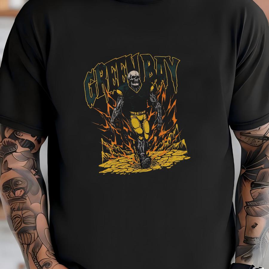 Green Bay Football Sweatshirt - Graphic Crewnecks - Skeleton - Gift Shirt - Bootleg Shirt - Vintage - Football Crewnecks -  T-shirt