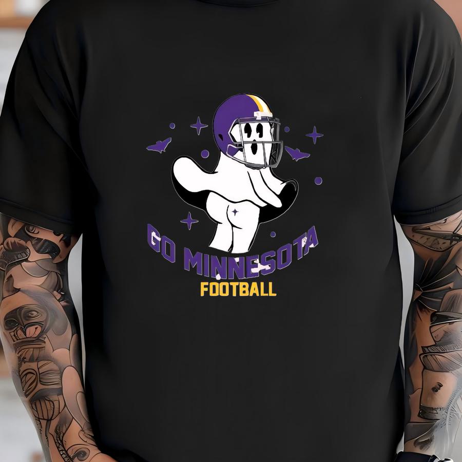 Go Minnesota Football Funny Ghost Vintage Sweatshirt, Minnesota Football Team Cute Spooky Season Hoodie, Football Retro Shirt, Football Mom T-shirt