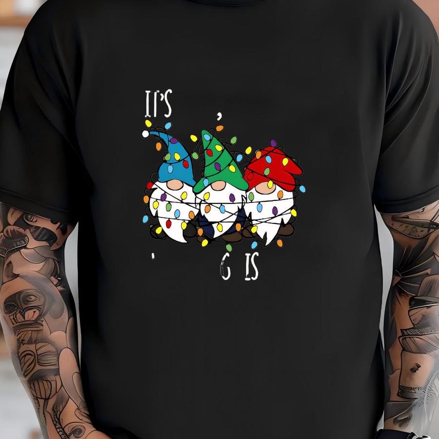 Gnome Christmas Lights Sweatshirt: It's Fine I'm Fine - Unisex Fit T-shirt