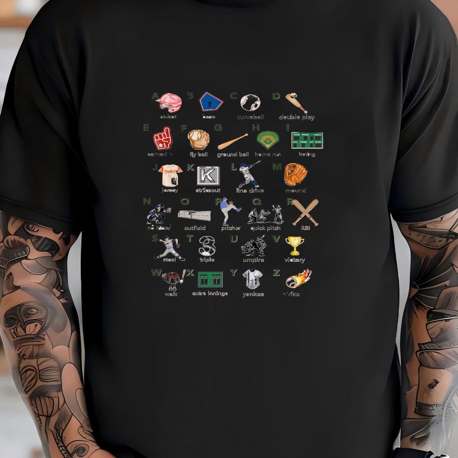 Baseball Alphabet Nursery Print, Watercolor Baseball Print, Baseball Wall Art, Baseball Gift, Abcs Print, Boys Room, Kids Room, Nursery Art T-shirt