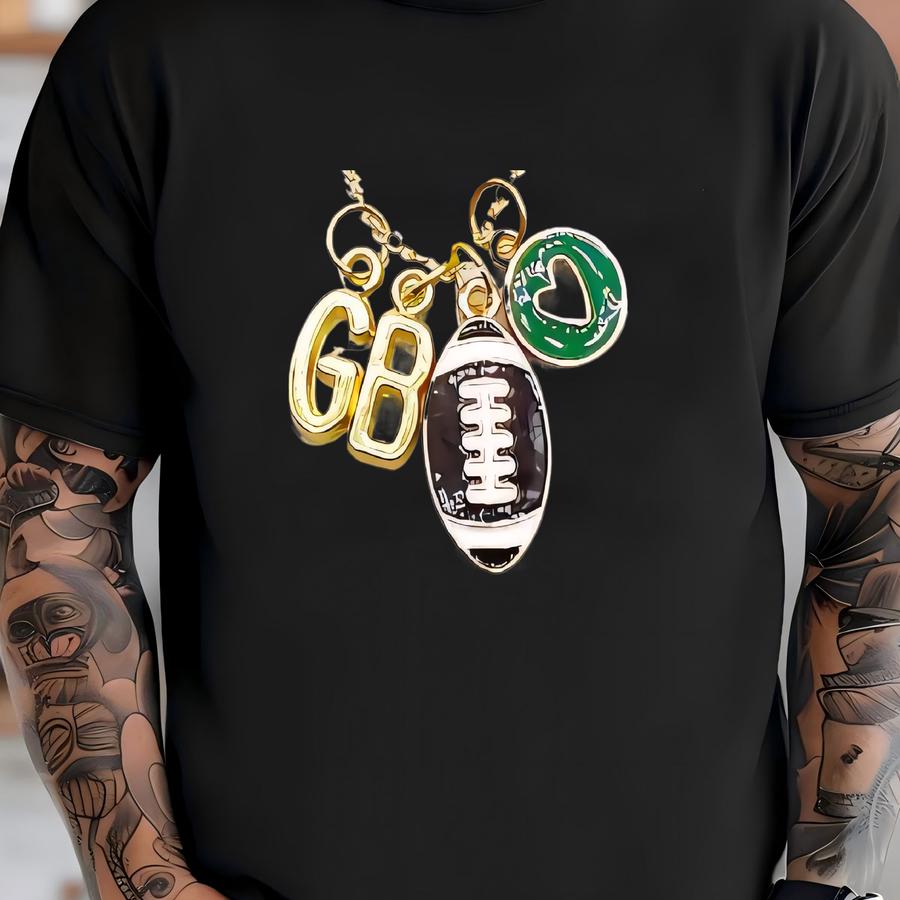 Green Bay Charm Necklace Football Cheesehead T-shirt