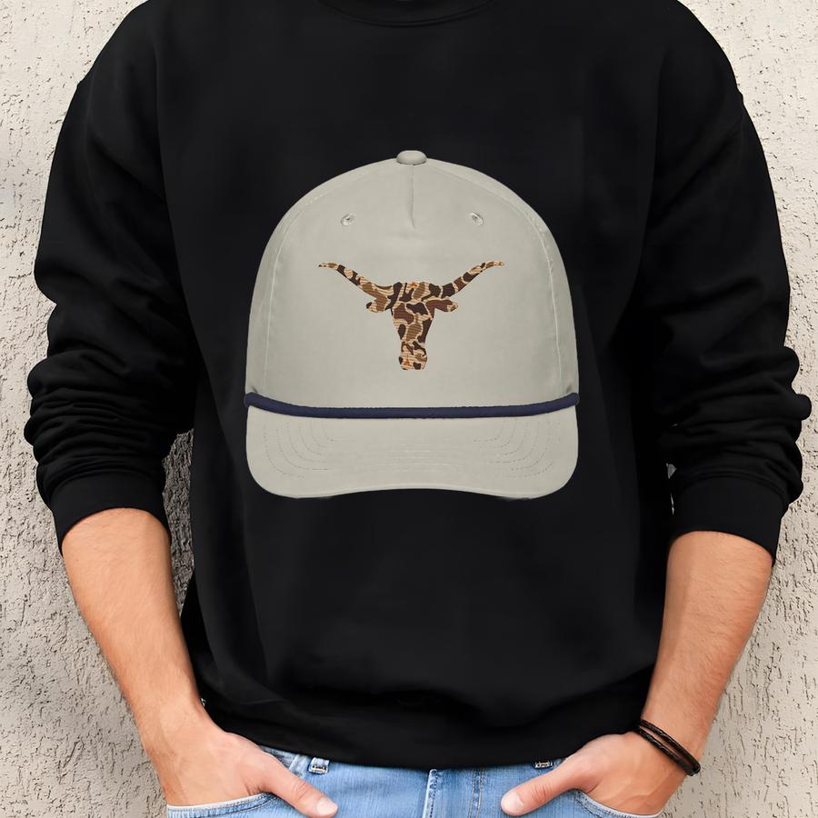 Texas Longhorns Camo Rope Hat Sweatshirt