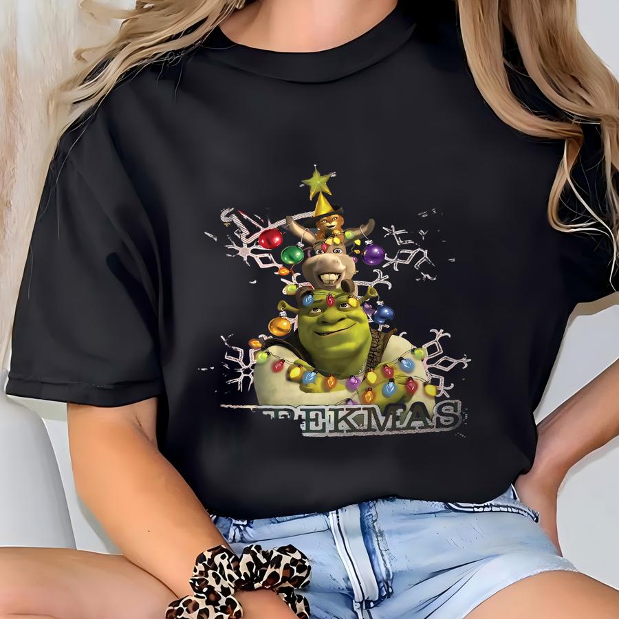 Funny Shrek Christmas Shirt, Fiona And Shrek Funny Xmas Sweater, Shrek Face Meme Ugly Shirt, Shrek Santa Christmas Shirt T-shirt