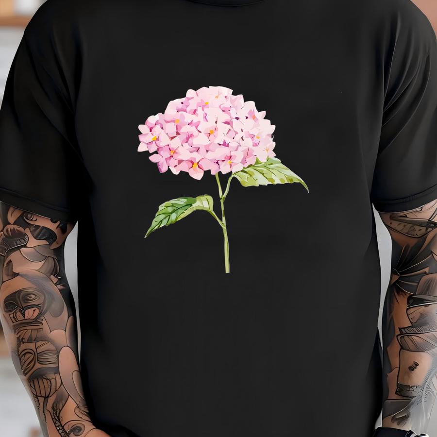 Pink Hydrangea Print Digital Download, Al Granddaughter, Aesthetic, Botanical Wall Art, Watercolor, Vintage Floral Illustration Print T-shirt