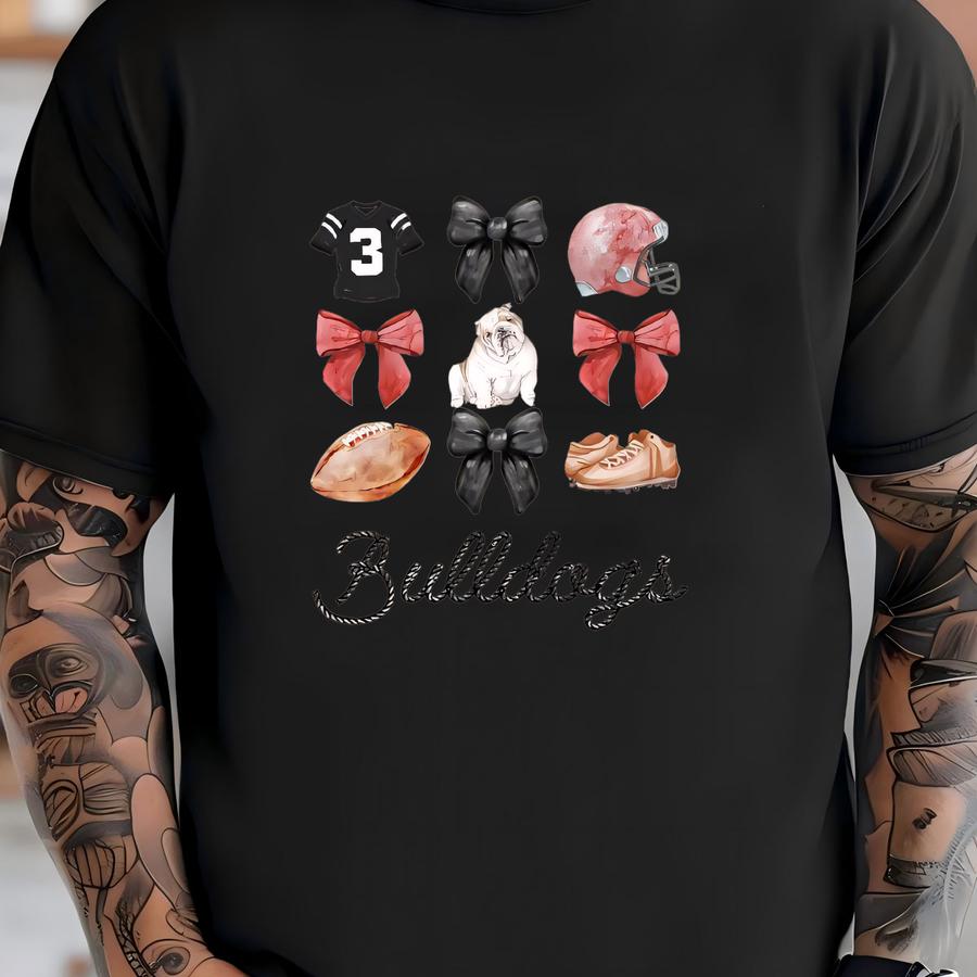 Kids Bulldogs Bow Shirt, Bulldogs Football, Toddler Bulldogs Shirt, Baby Bulldogs Shirt, Game Day, School Spirit, Football Bow, Coquette T-shirt
