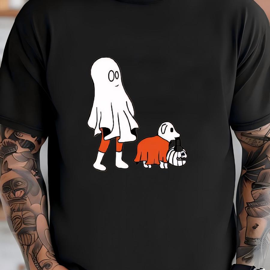 Сute Ghost Dog Sweatshirt, Halloween Dog Lovers Gift Hoodie, Ghost Dog Pumpkin Sweater, Spooky Season, Womens Halloween Sweaters,party Shirt T-shirt