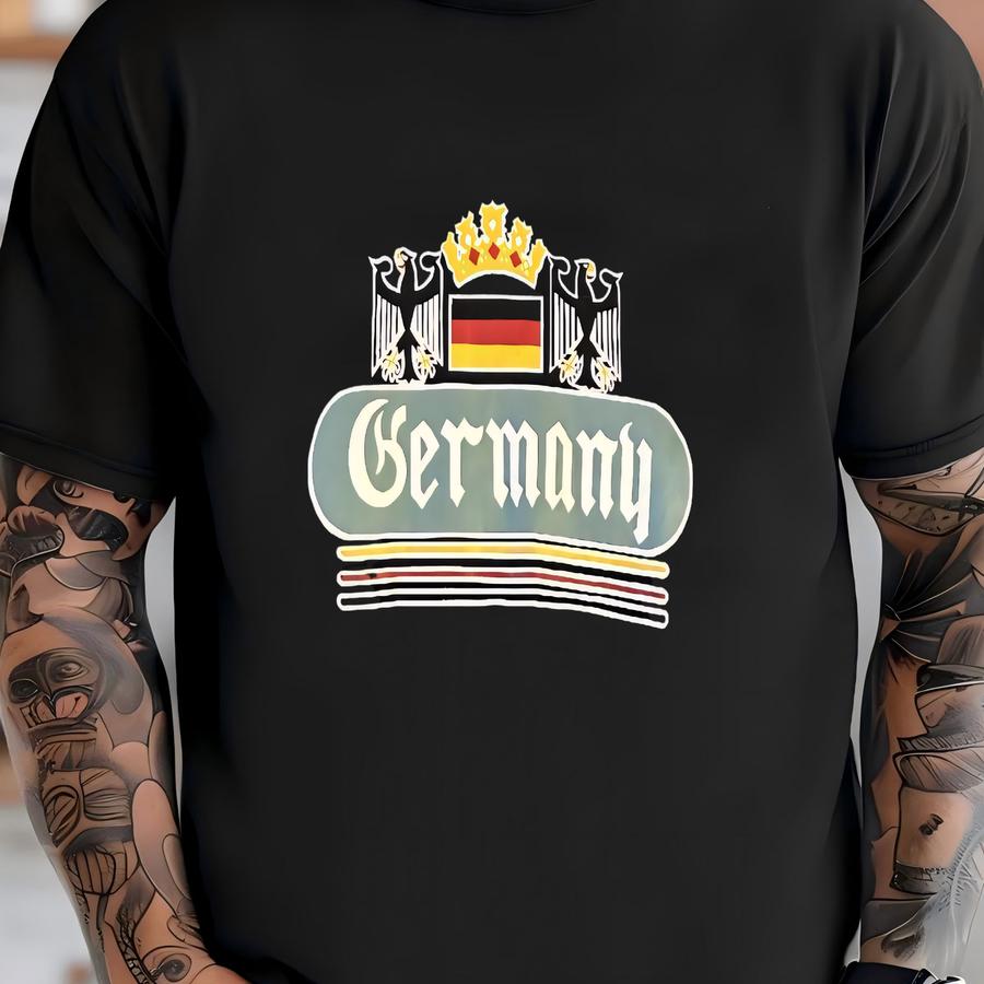 Mens Vintage 90s Mj Soffe Germany Flag Crest Logo Black Crewneck Sweatshirt Sz M T-shirt