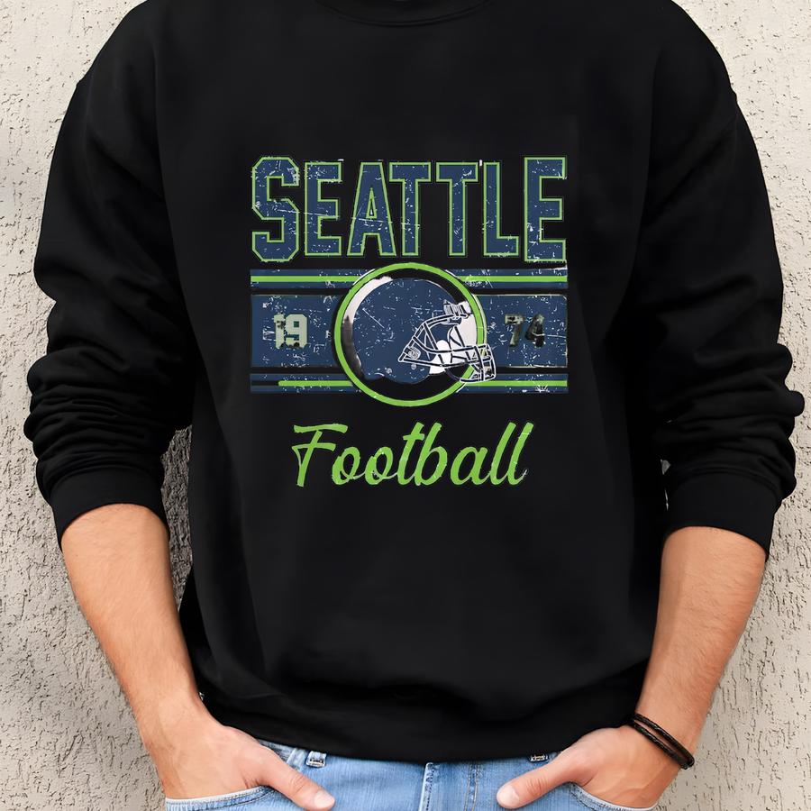 Seattle Football Women's Gift, Seattle Football Retro T-shirt For Him, Seattle Football Tee For Women, Seattle Football Vintage Men's Shirt Sweatshirt