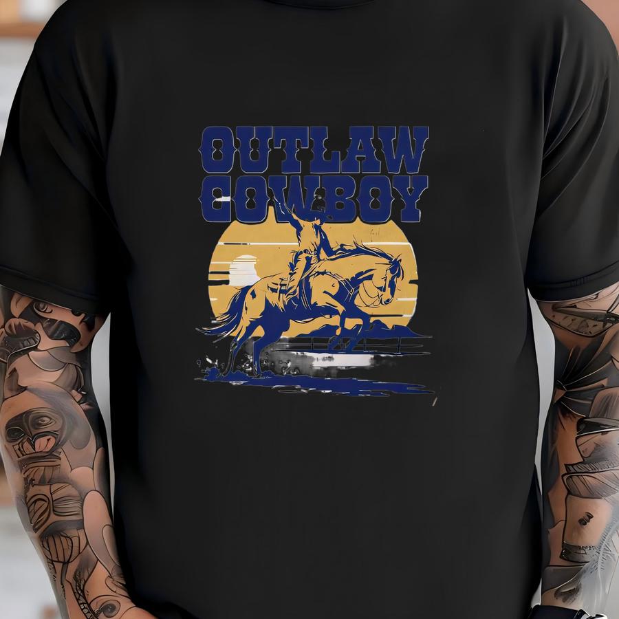 Outlaw Cowboy Western Shirt, Cowgirl Shirt, Wild West Hoodie, Western Graphic Tee, Cowgirl Aesthetic, Country Shirt, Cowgirl Gift T-shirt