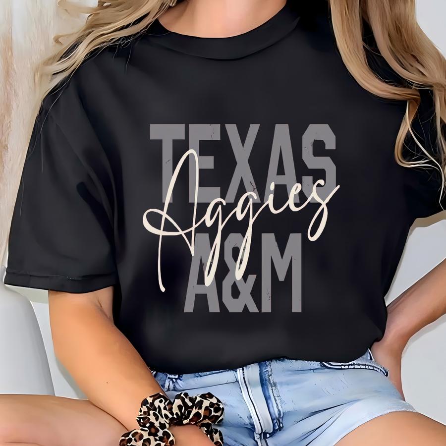 Texas Am Aggies Tee: Script Print, Maroon Gameday Shirt T-shirt
