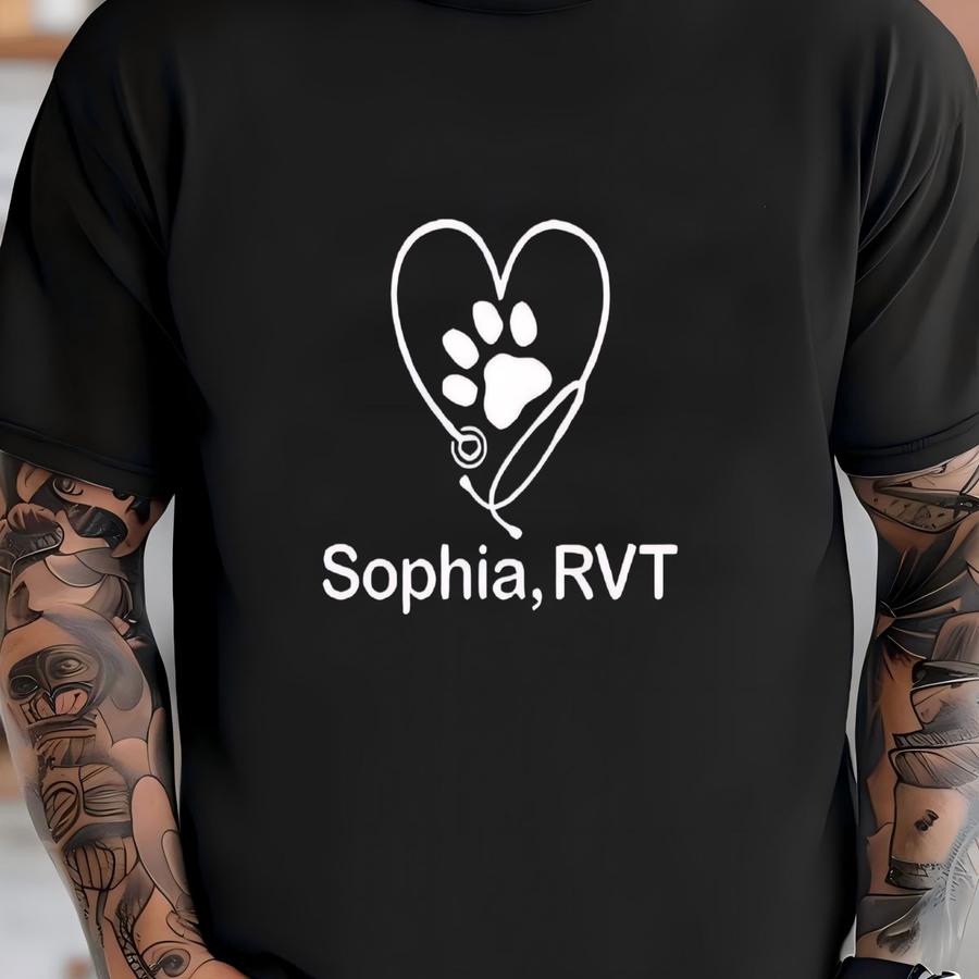 Personalized Vet Tech Quarter Zip Sweatshirt: Rvt Gift, Veterinary Hospital Shirt, 12460 T-shirt