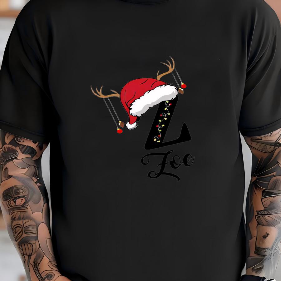 Christmas Custom Name Matching Shirt, Gift Monogrammed Family Christmas T Shirt, Personalized Xmas Couple Tshirt, Custom Xmas Tee With Name T-shirt