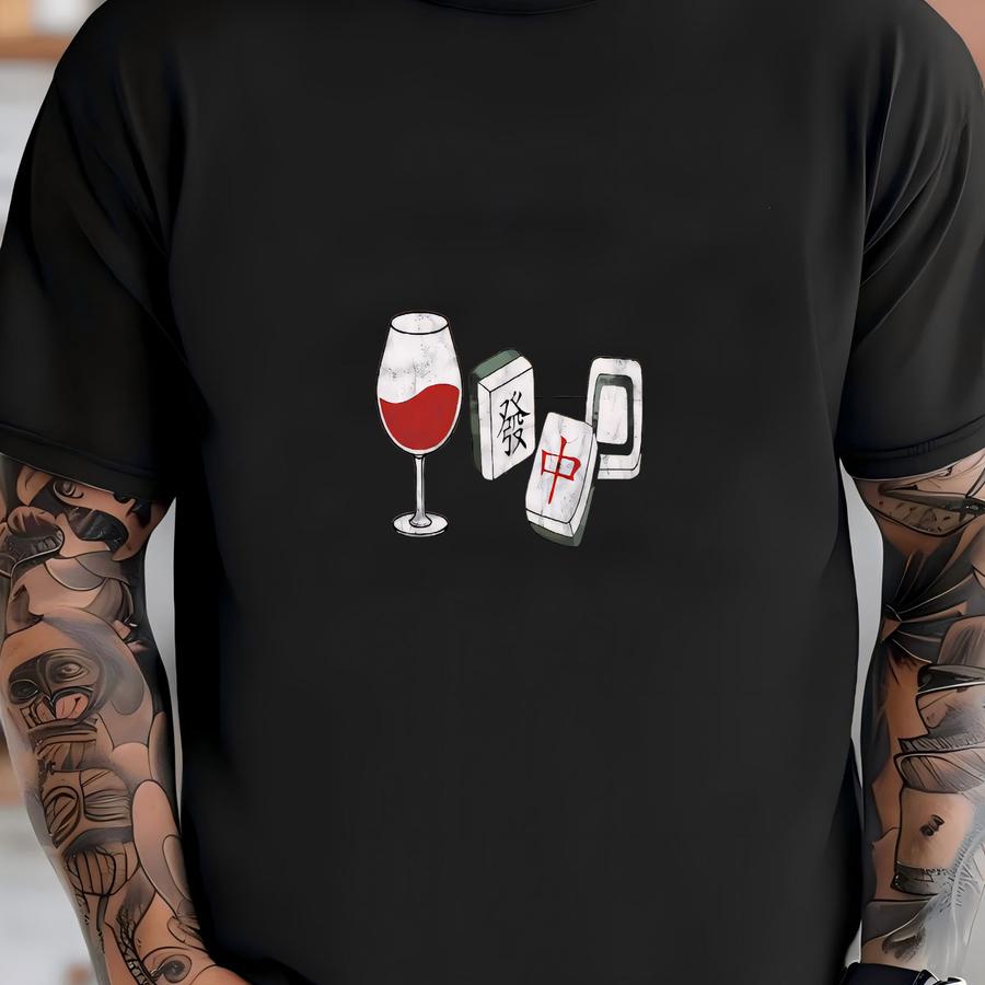 Mahjong Wine Shirt/ Tank/ Hoodie, Mah Jong Shirt For Her, Funny Mahjong Tshirt, Mahjong Player Gift, Mahjong Lover Hoodie, Game Night Tee T-shirt