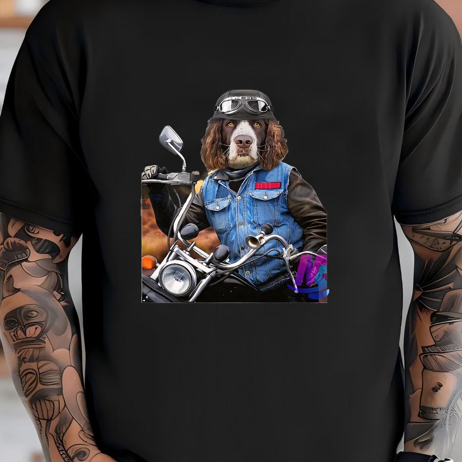Custom Pet Motorcycle Portrait: Dog Biker Art (digital Download) T-shirt