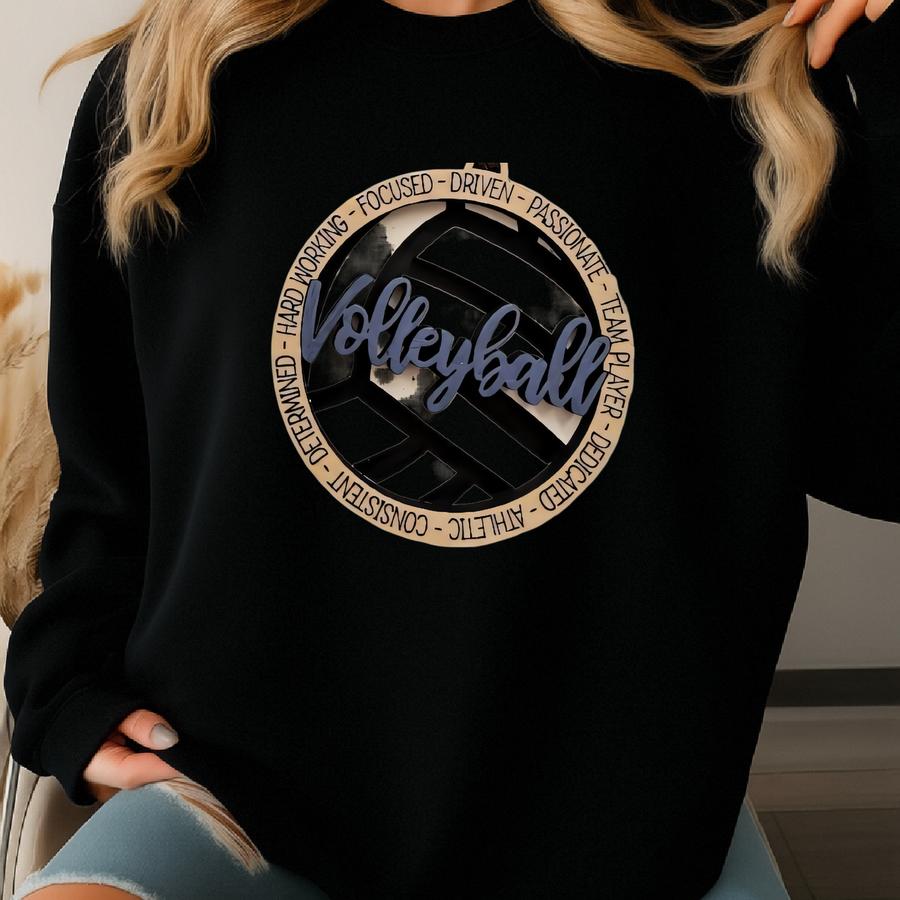 Volleyball Personalized Ornament, Laser Engraved Wood Layered Ornament Or Car Charm Senior Night Gift Sweatshirt