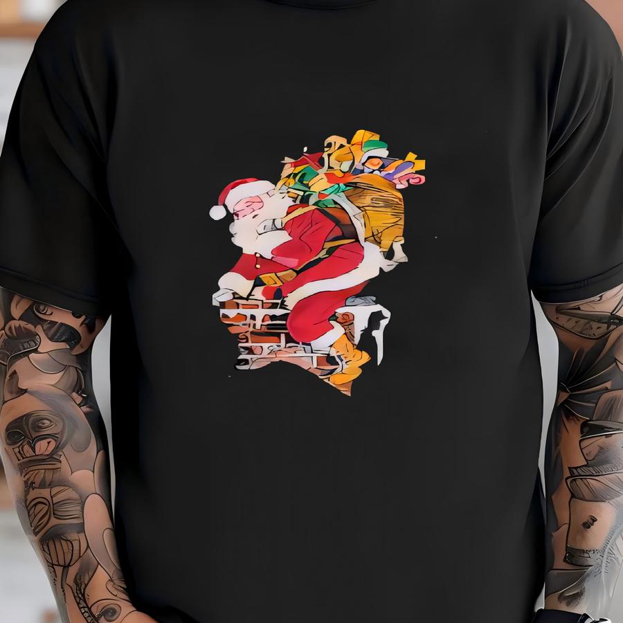90s Christmas Sweatshirt Y Santa Claus Sweater Jumper Pullover Crewneck Black T-shirt