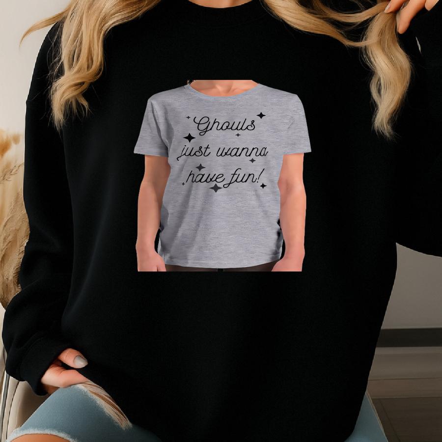 Ghouls Just Wanna Have Fun Youth Short Sve T-shirt; Girls Halloween Shirt Sweatshirt